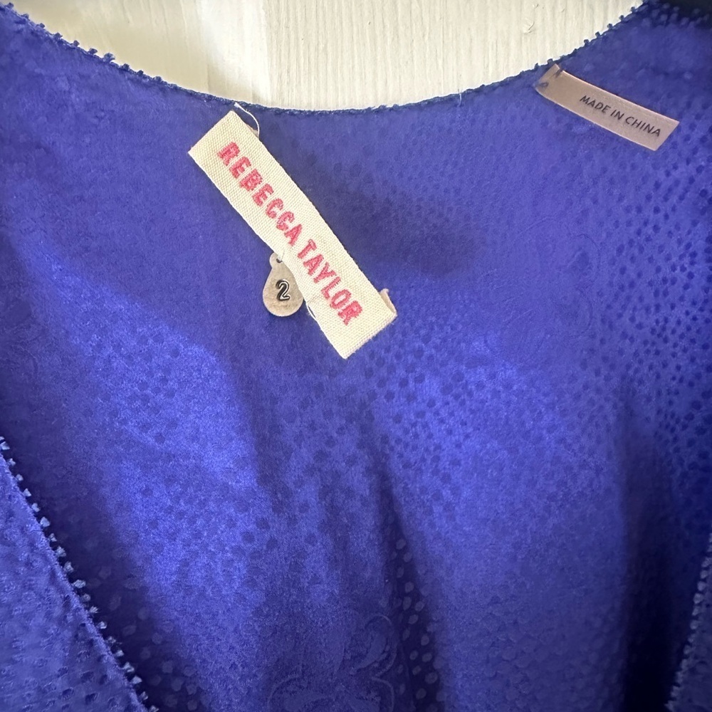 Rebecca Taylor royal Blue silk blend sleeveless short romper. Size 2 - Picture 2 of 8